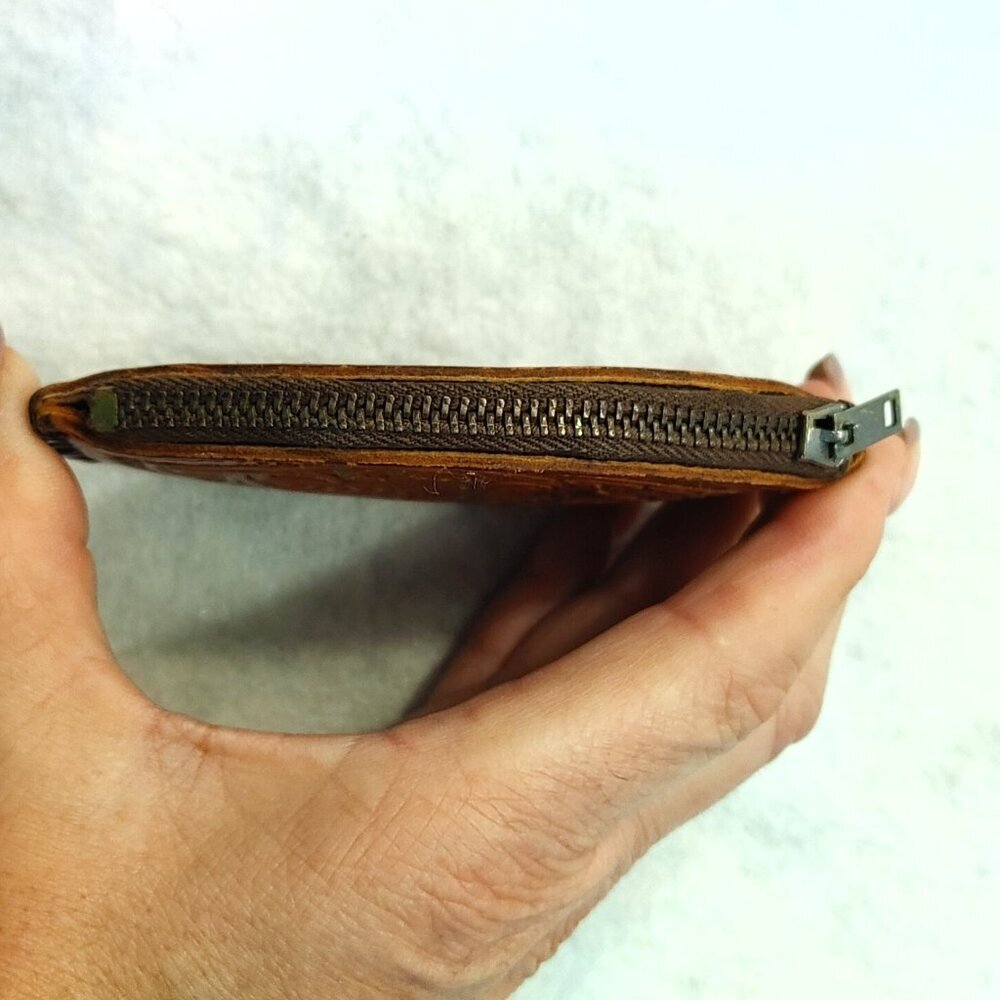 Vintage Mexican Leather Hand Tooled Coin Purse - Picture 5 of 8